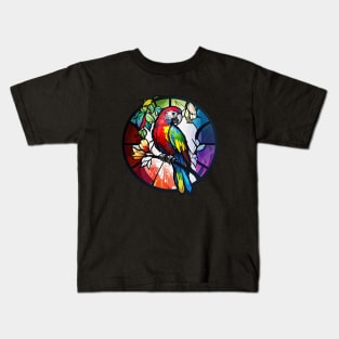 Parrot Bird Animal Portrait Stained Glass Wildlife Outdoors Adventure Kids T-Shirt